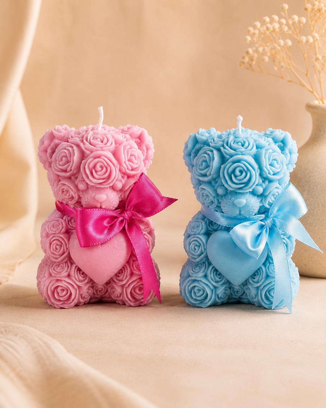 Bamseformet vokslys - Rosa