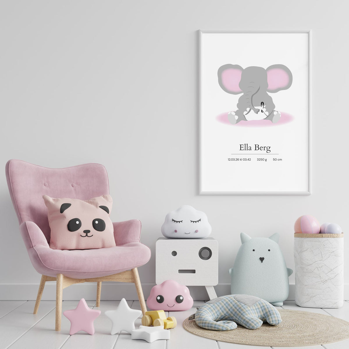 Fødselsplakat Elefant