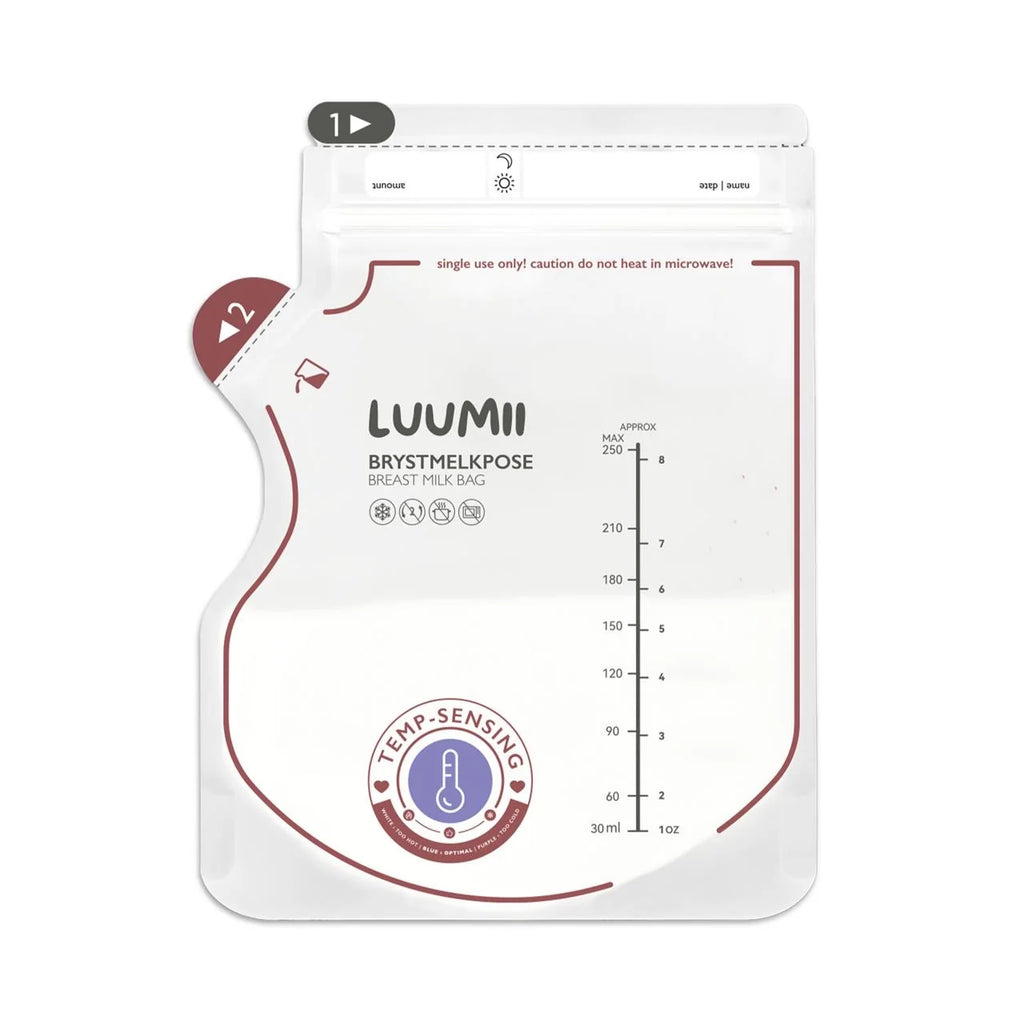 Brystmelkposer med temperatursensor - 25 poser / 250ml