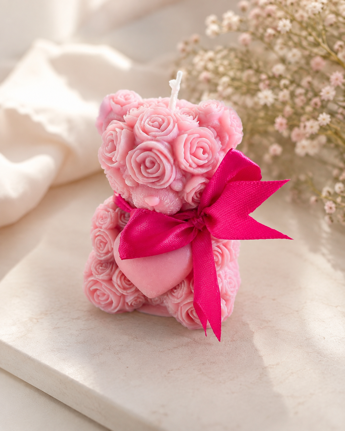Bamseformet vokslys - Rosa